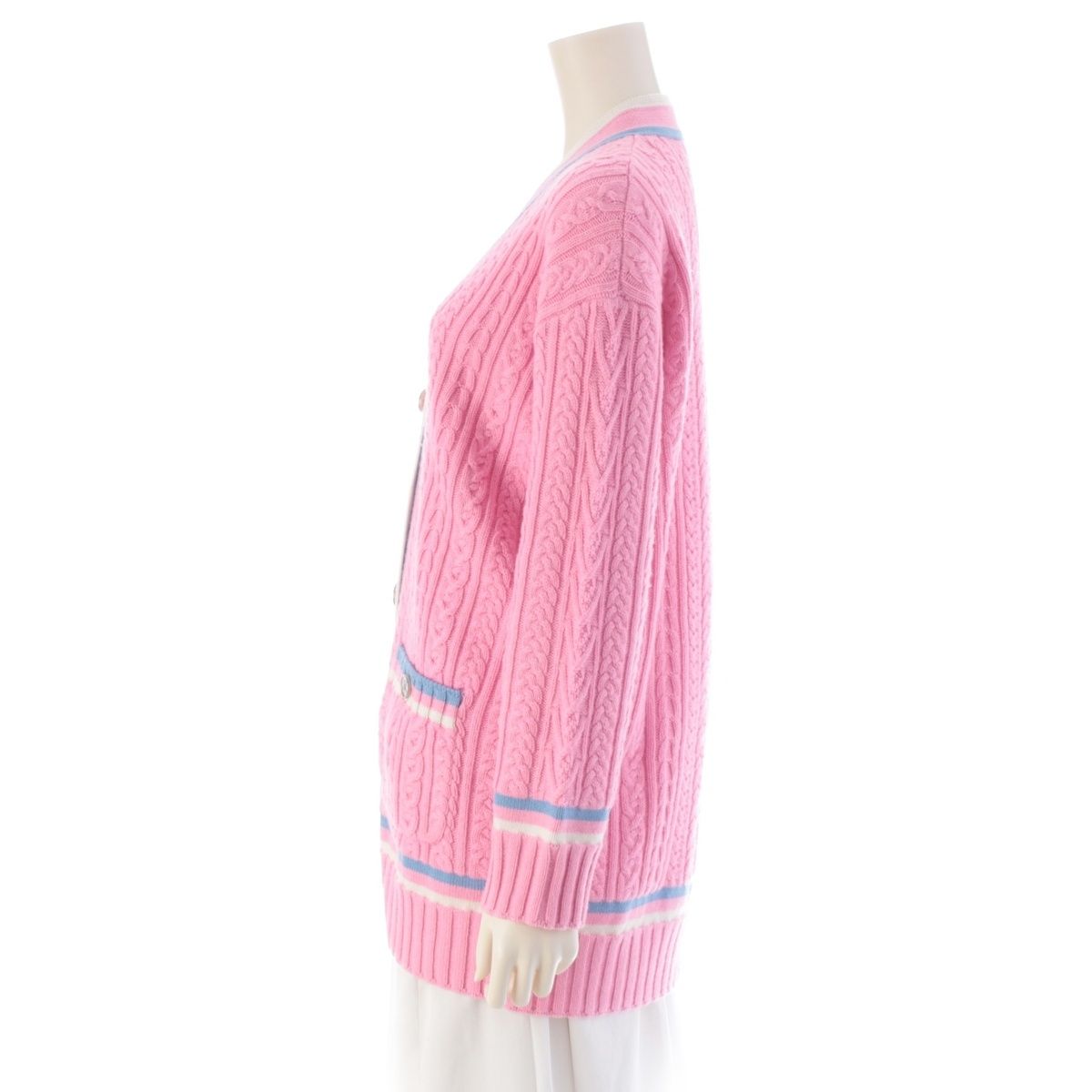 CHANEL Cashmere Cotton Coco Button Line Cardigan Jacket P74626K10682 Pink Size 34