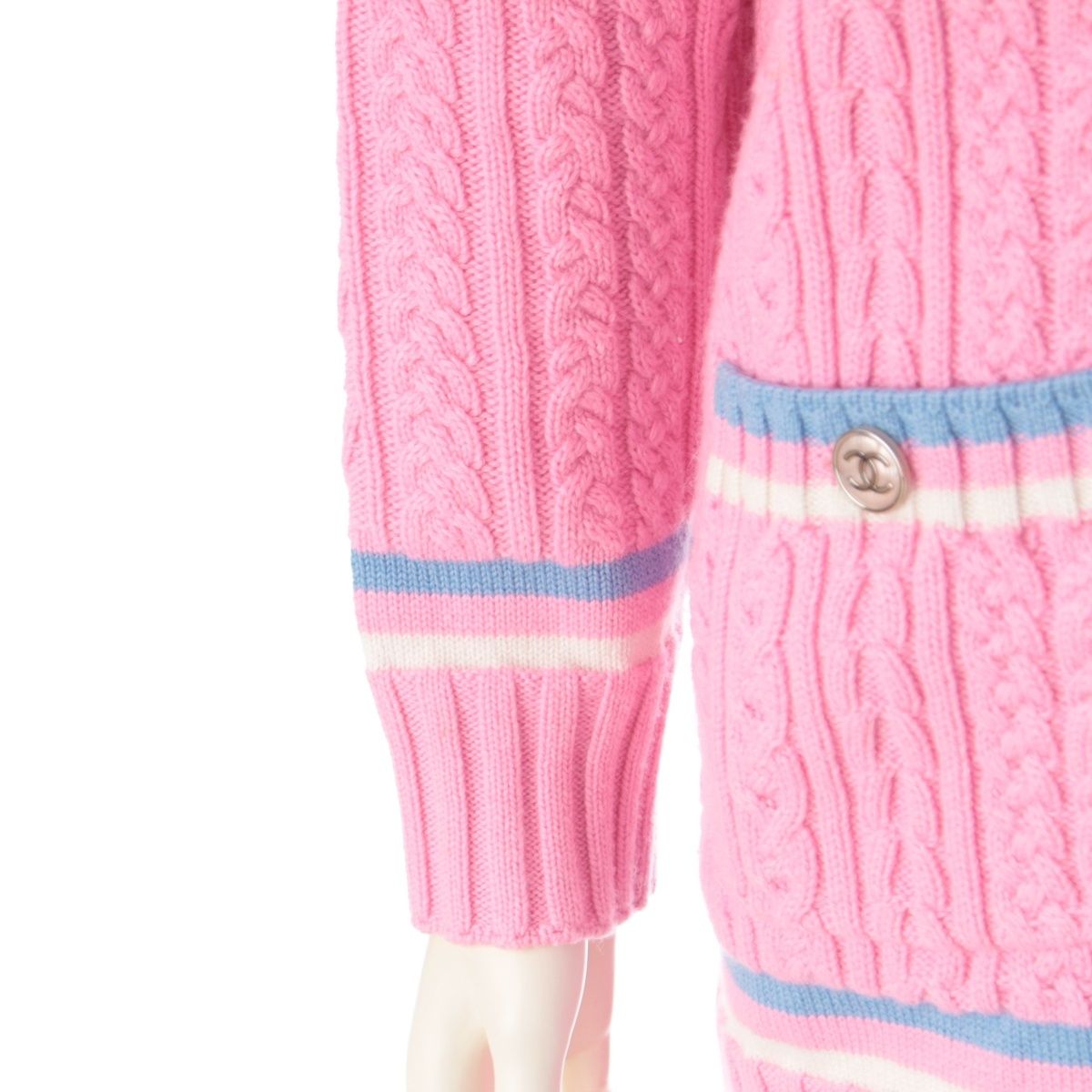 CHANEL Cashmere Cotton Coco Button Line Cardigan Jacket P74626K10682 Pink Size 34