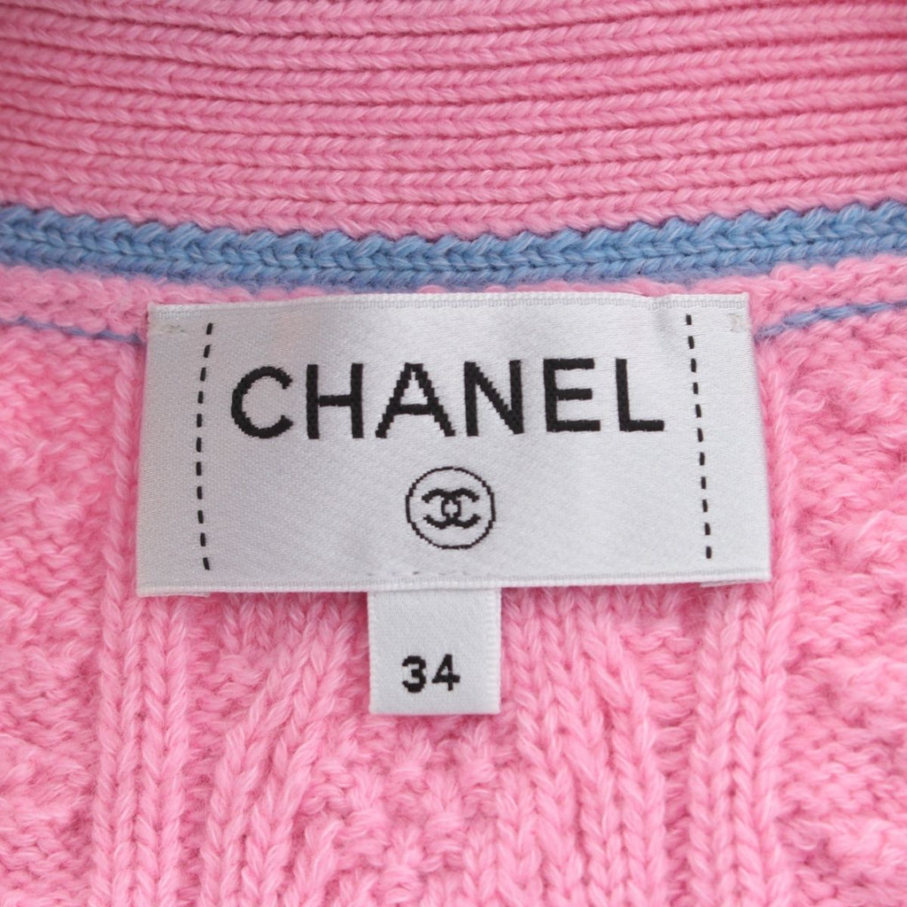 CHANEL Cashmere Cotton Coco Button Line Cardigan Jacket P74626K10682 Pink Size 34