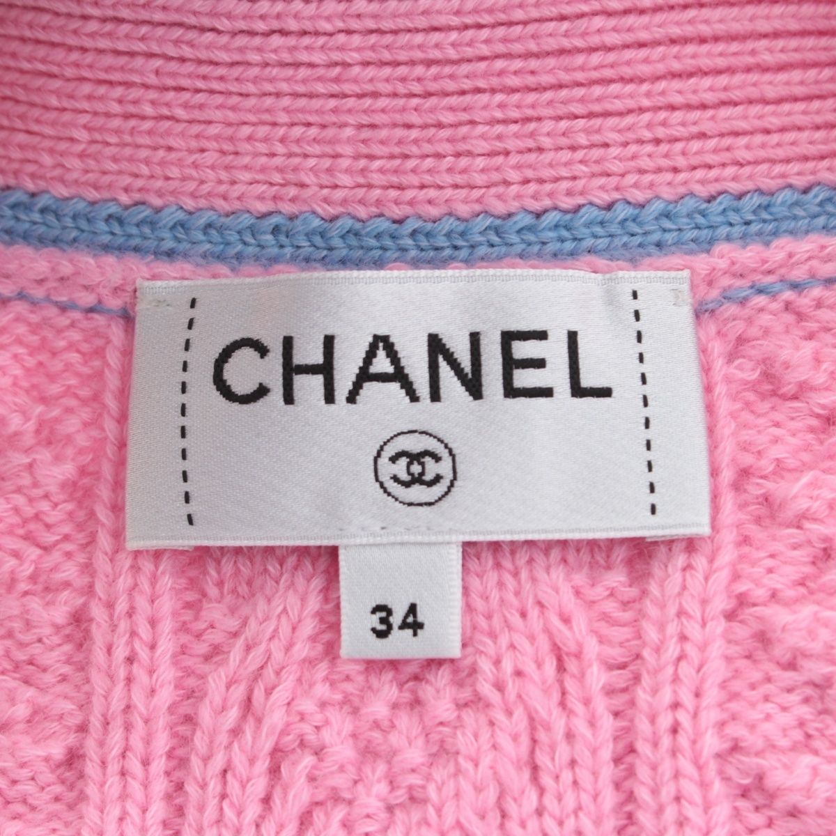 CHANEL Cashmere Cotton Coco Button Line Cardigan Jacket P74626K10682 Pink Size 34