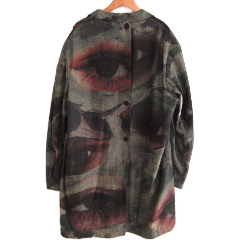 YOHJI YAMAMOTO POUR HOMME 21SS Button-Open Painting Print Cotton Jacket Coat — Size 2
