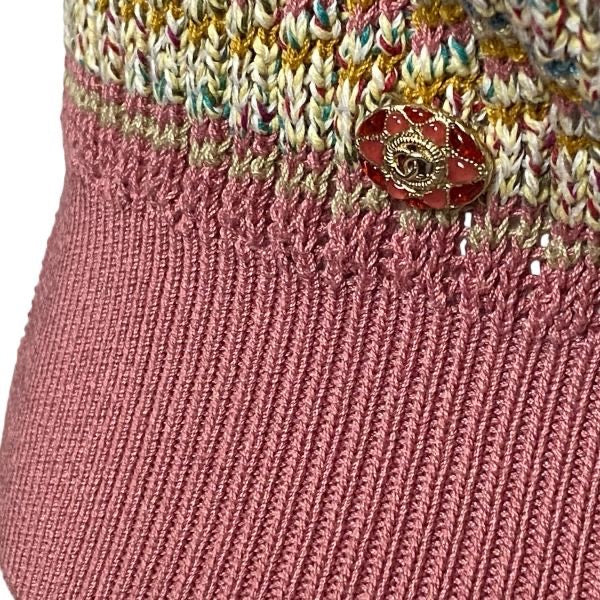 CHANEL ジップアップ クロップド カーディガン — ボーダーミックスニット / コットン / サイズ34 (XS)
