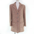 CHANEL 97A Wool Silk Tweed Jacket with Logo Buttons & Leather Trim — Pink / Size 36