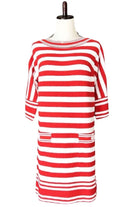 CHANEL Red & White Border Dress Size 36