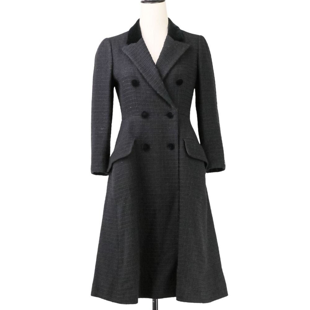 CHANEL 06A Tweed Coat with Scarf — Black / Size 36
