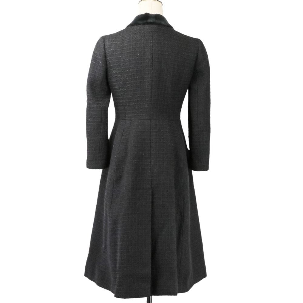 CHANEL 06A Tweed Coat with Scarf — Black / Size 36