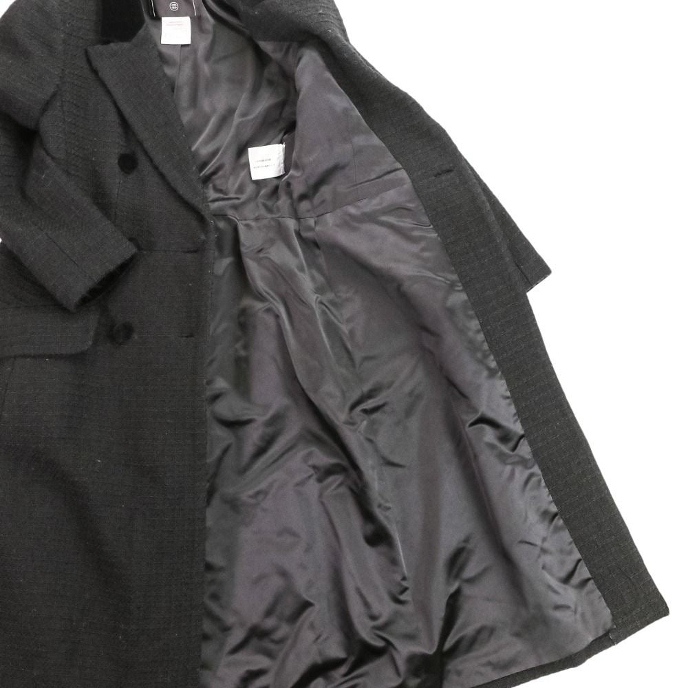 CHANEL 06A Tweed Coat with Scarf — Black / Size 36