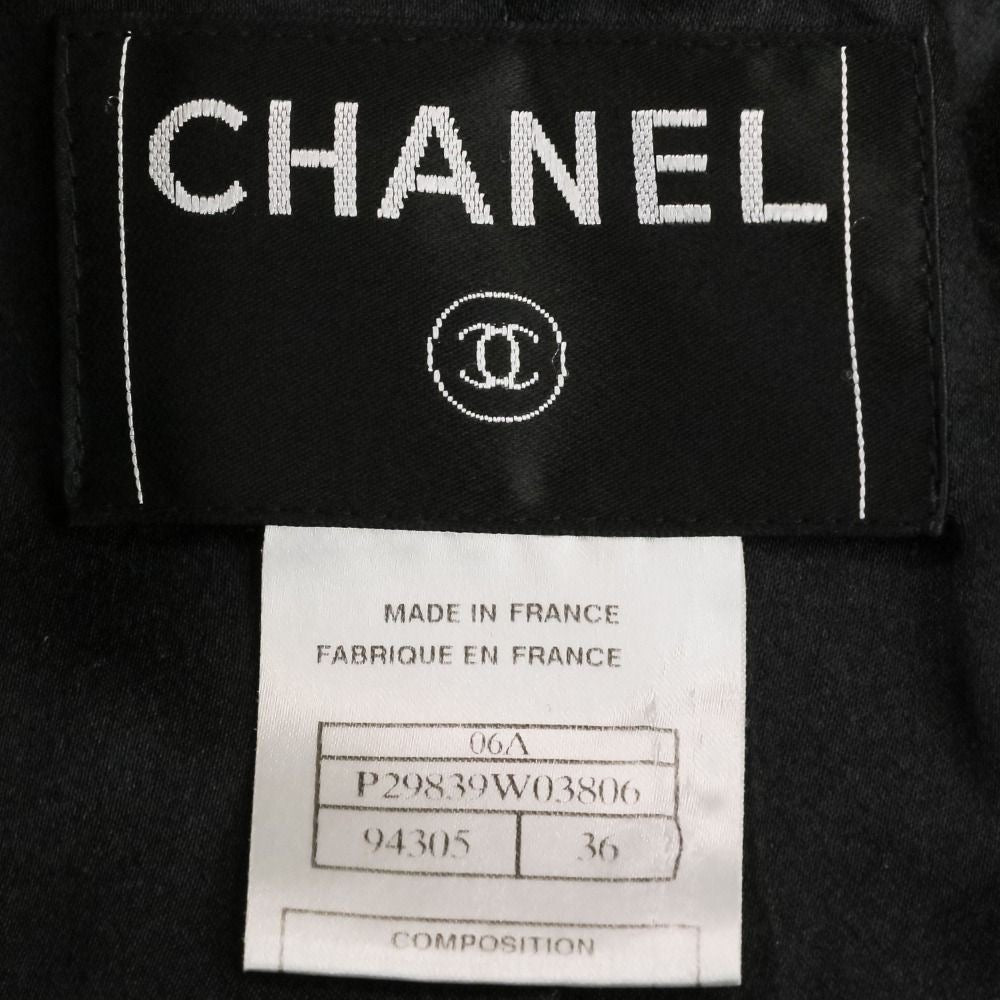CHANEL 06A Tweed Coat with Scarf — Black / Size 36