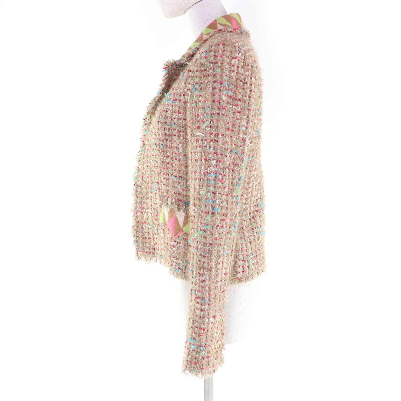 CHANEL 04A Vintage Alpaca Blend Ribbon Tweed Jacket with Coco Buttons — Multi / Size 36
