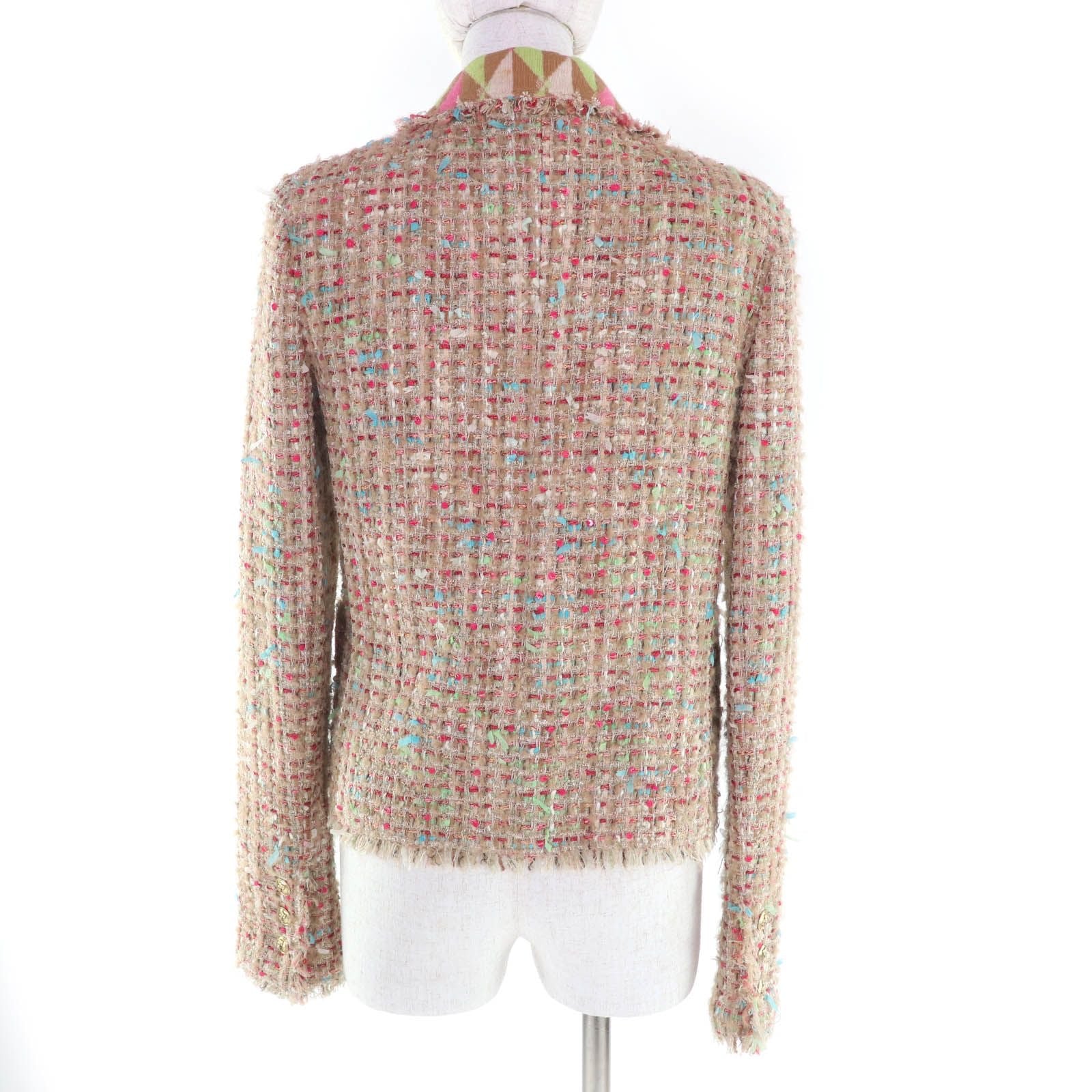 CHANEL 04A Vintage Alpaca Blend Ribbon Tweed Jacket with Coco Buttons — Multi / Size 36