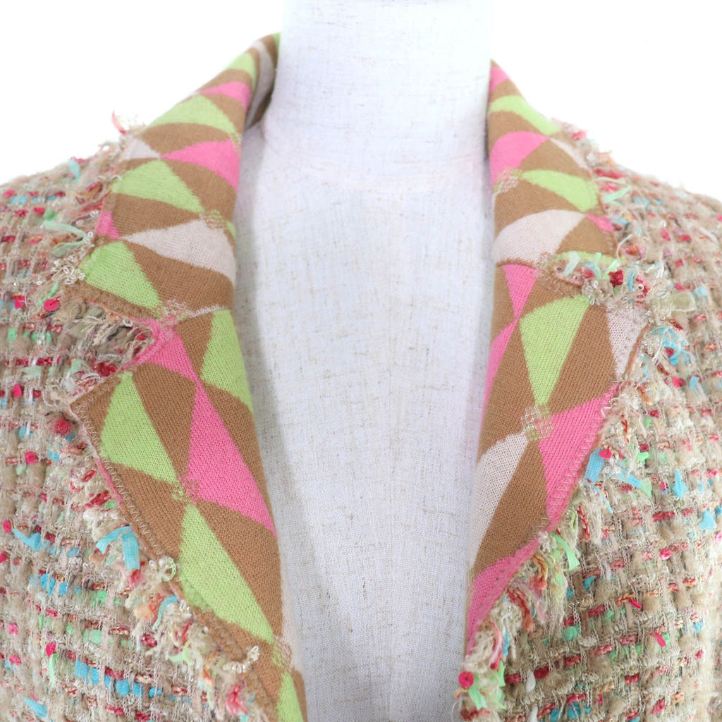 CHANEL 04A Vintage Alpaca Blend Ribbon Tweed Jacket with Coco Buttons — Multi / Size 36
