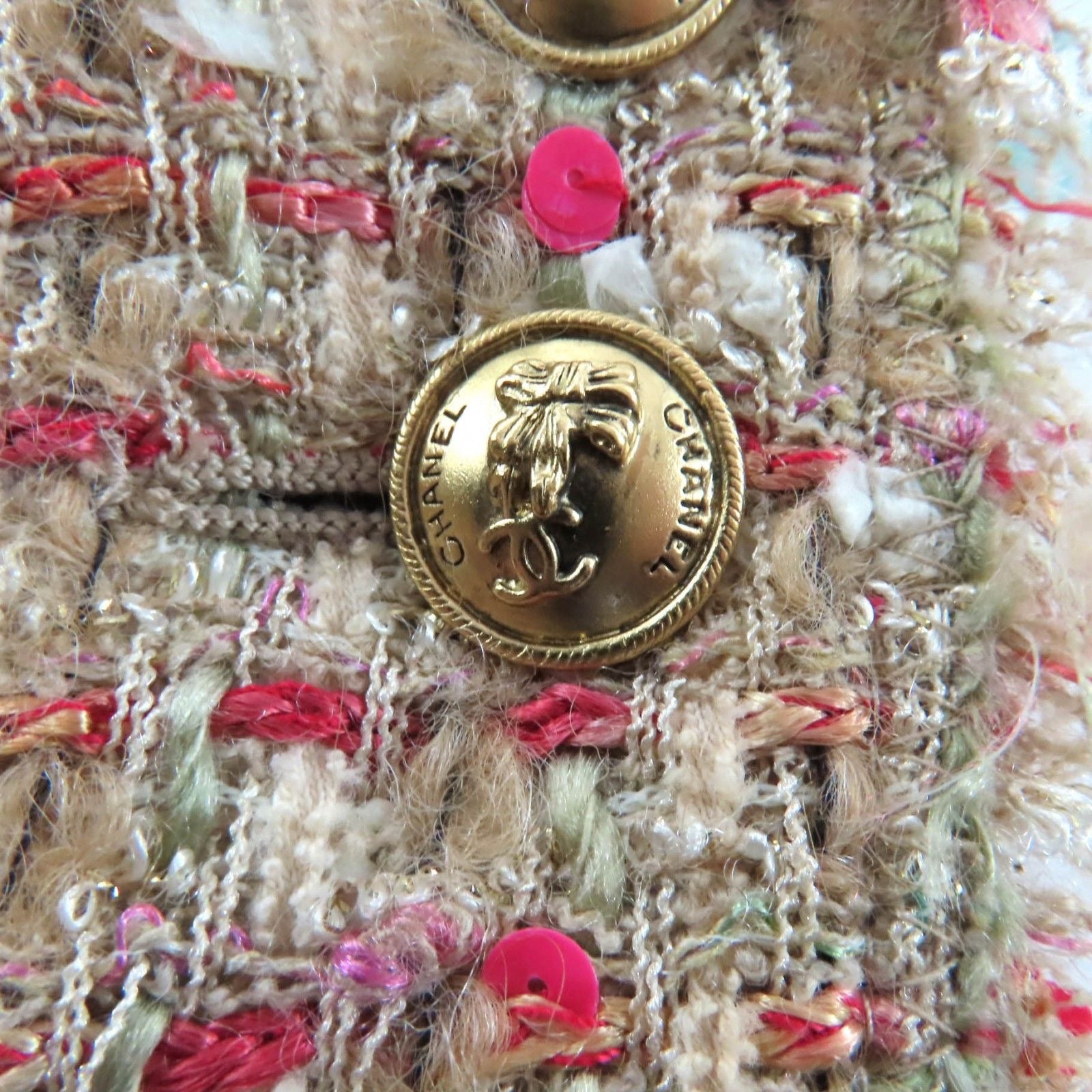 CHANEL 04A Vintage Alpaca Blend Ribbon Tweed Jacket with Coco Buttons — Multi / Size 36