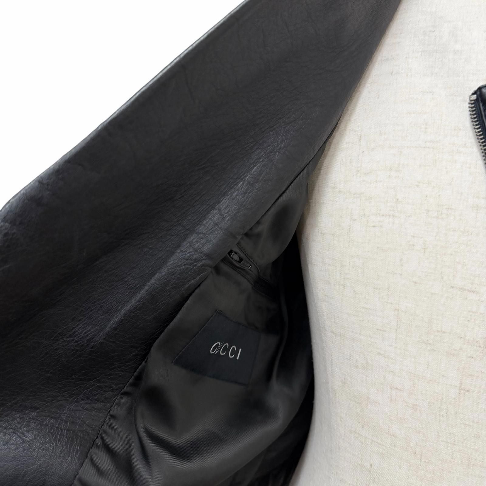 GUCCI Vintage Tom Ford Era Leather Riders Jacket Black Size 46