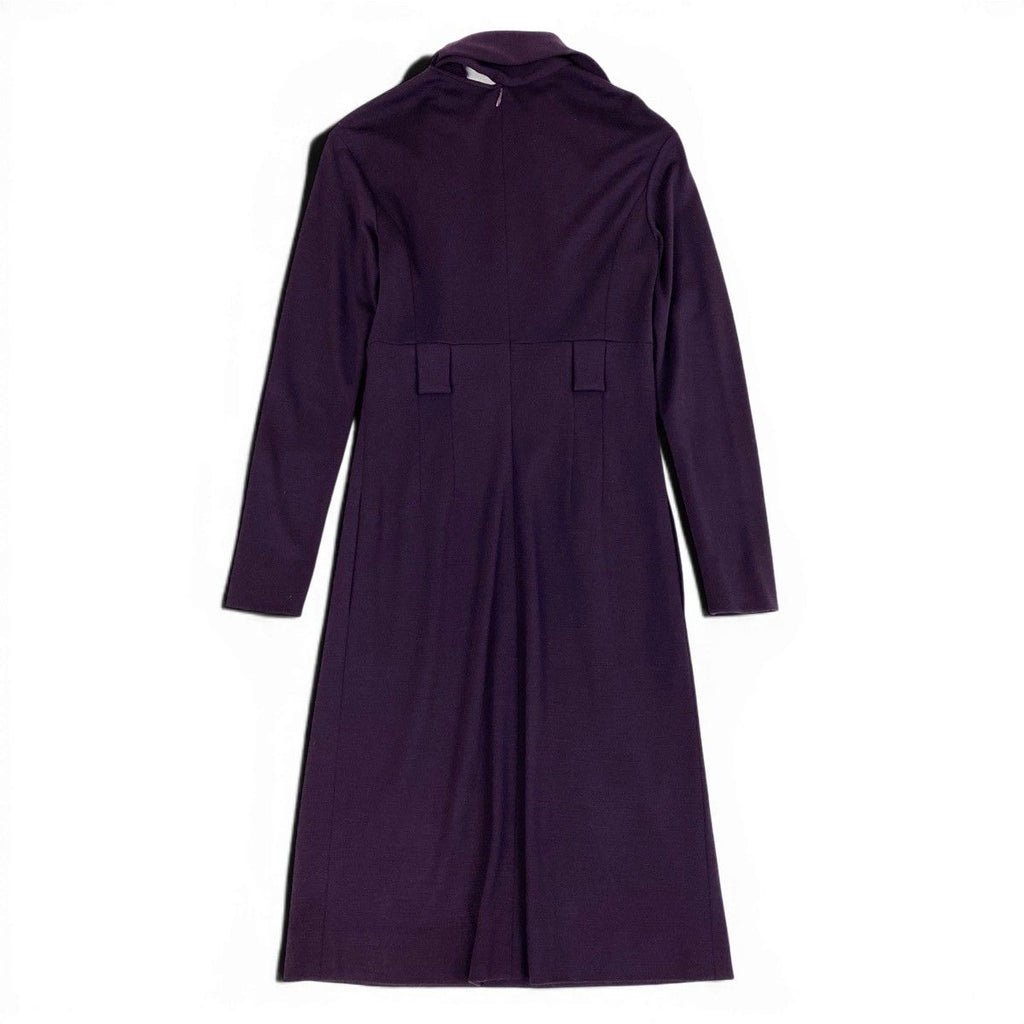 CHANEL 2007 Wool Long Sleeve Bow Tie Ribbon Dress Purple Size 40