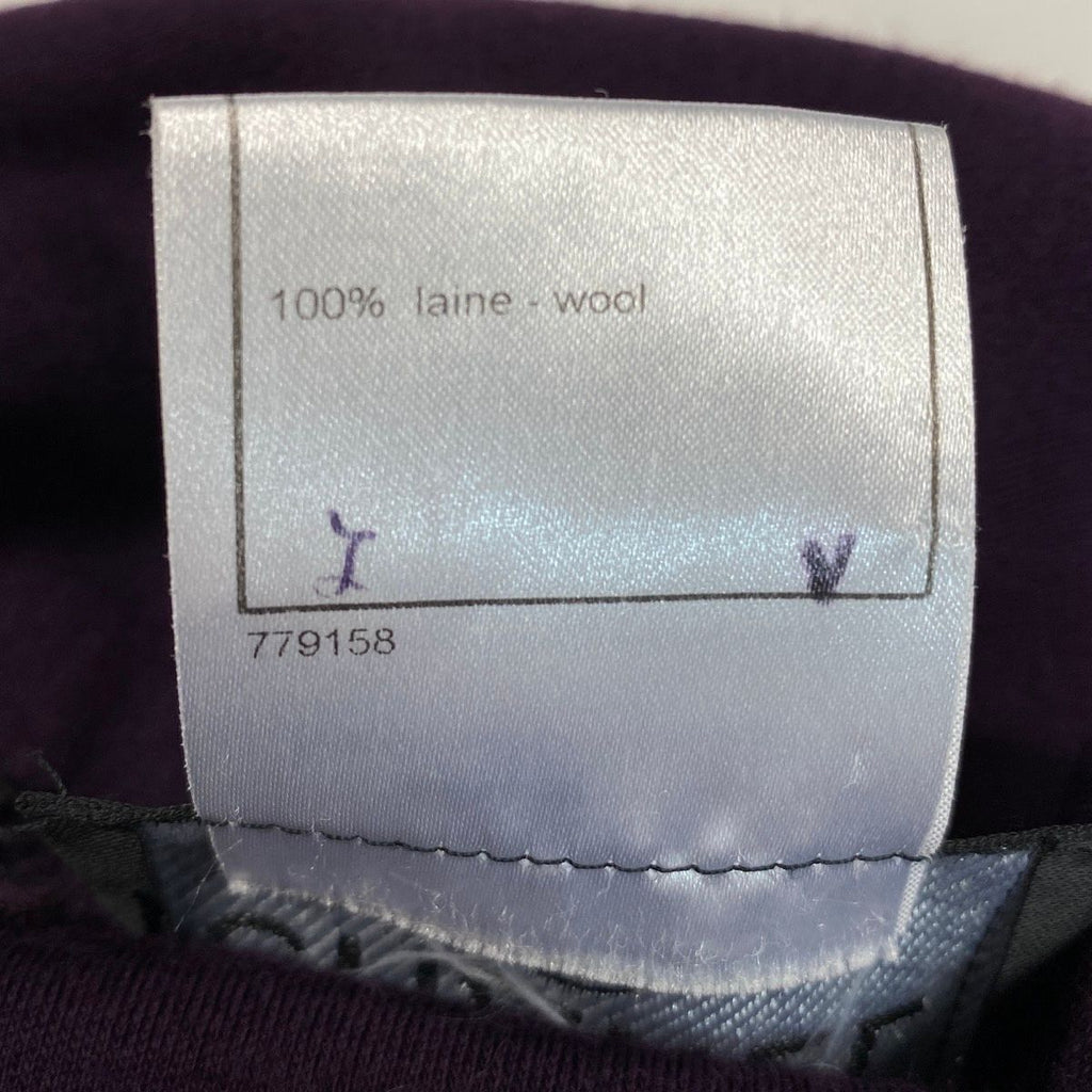 CHANEL 2007 Wool Long Sleeve Bow Tie Ribbon Dress Purple Size 40
