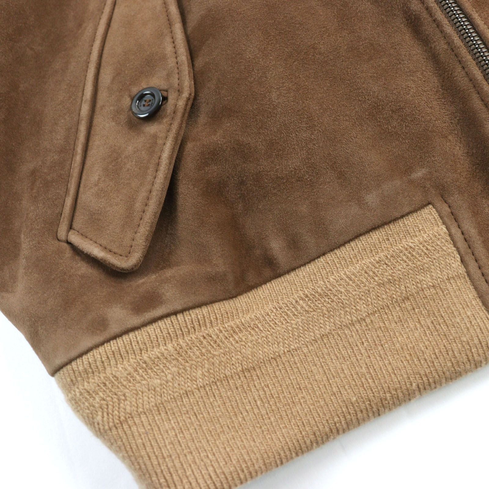 GUCCI Goat Suede Leather Sherry Line Logo Button Harrington Jacket Brown Size 46