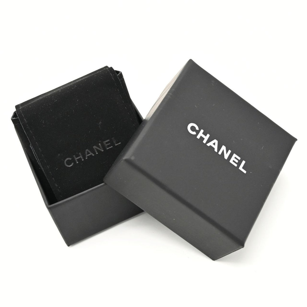 CHANEL B23C Timeless Classic Matelasse Motif Earrings Black Champagne Gold