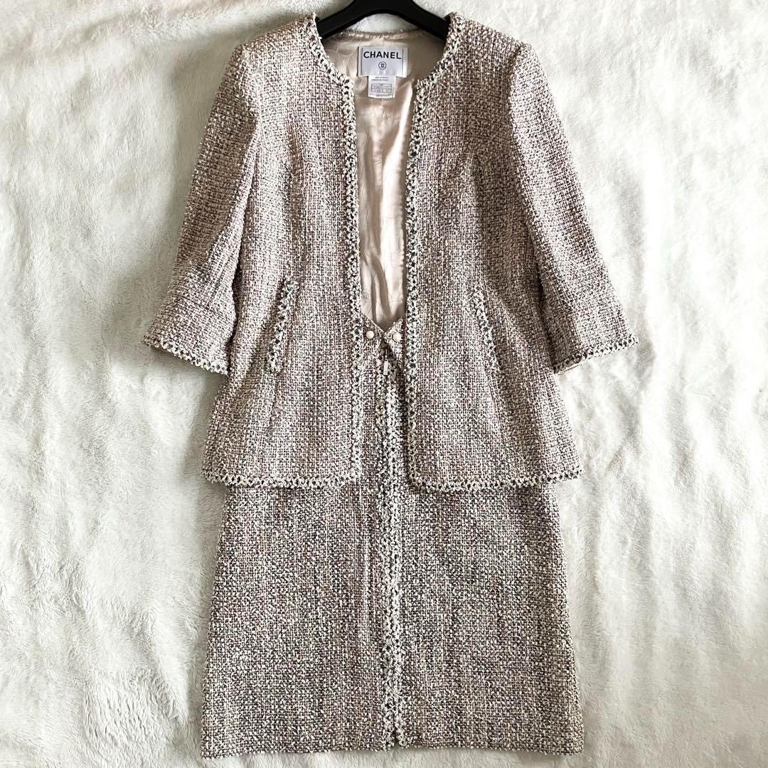 CHANEL 03P Tweed Jacket & Skirt Setup Suit Jacket Skirt — Pink