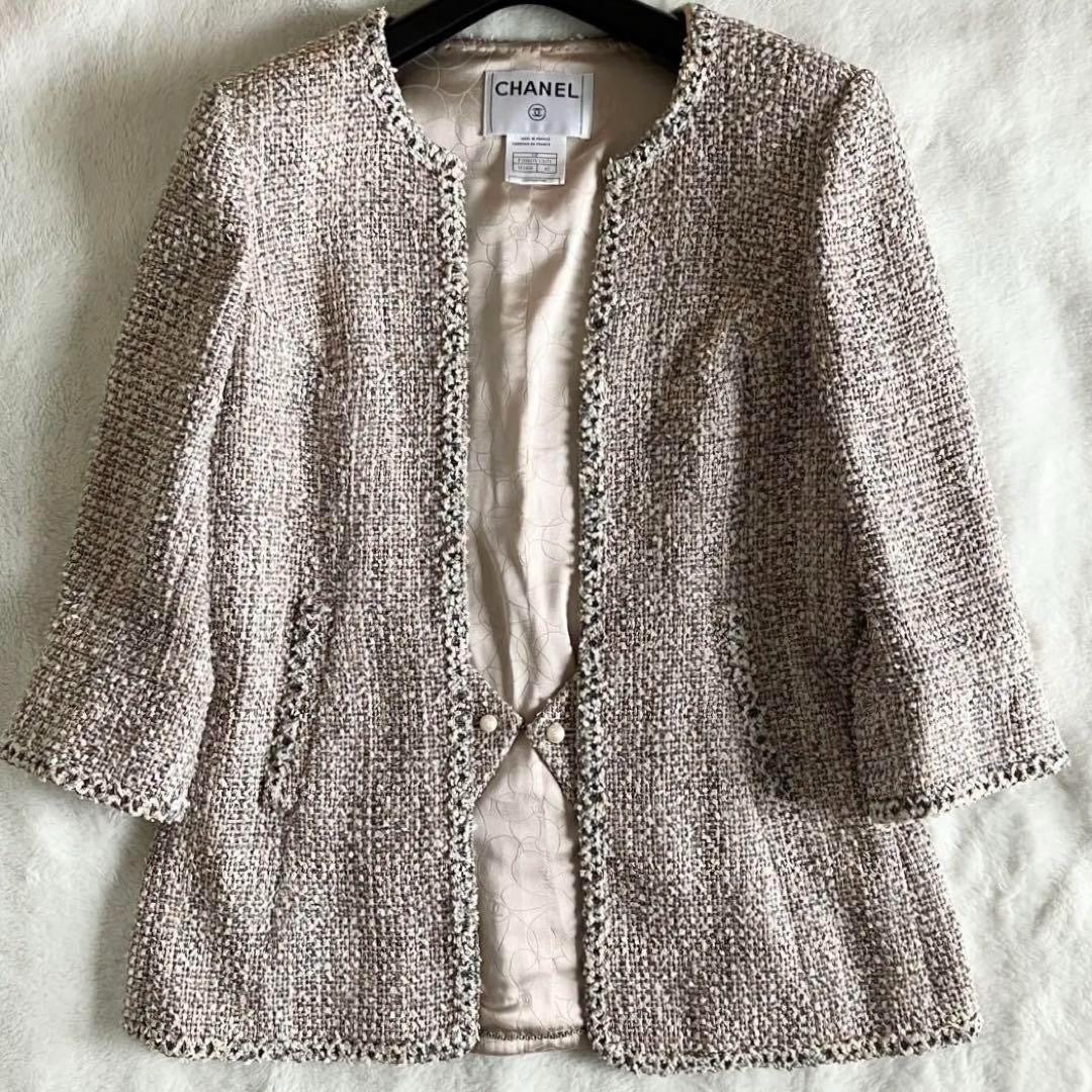 CHANEL 03P Tweed Jacket & Skirt Setup Suit Jacket Skirt — Pink