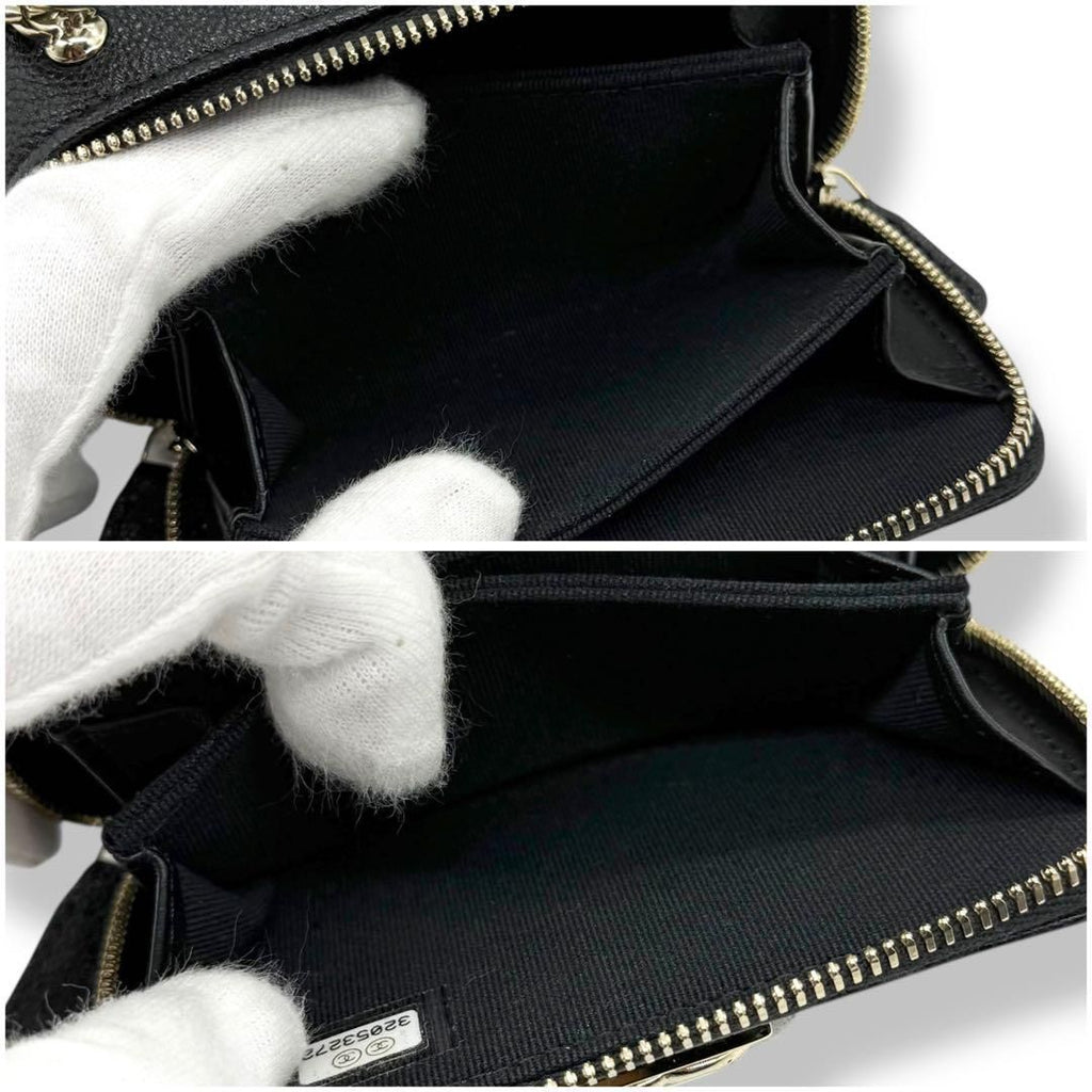 CHANEL Boy Chanel Mini Chain Shoulder Bag Caviar Skin Chevron Black AP2708