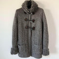 CHANEL 11AW Cashmere Knit Duffle Coat — Grey / Size 34