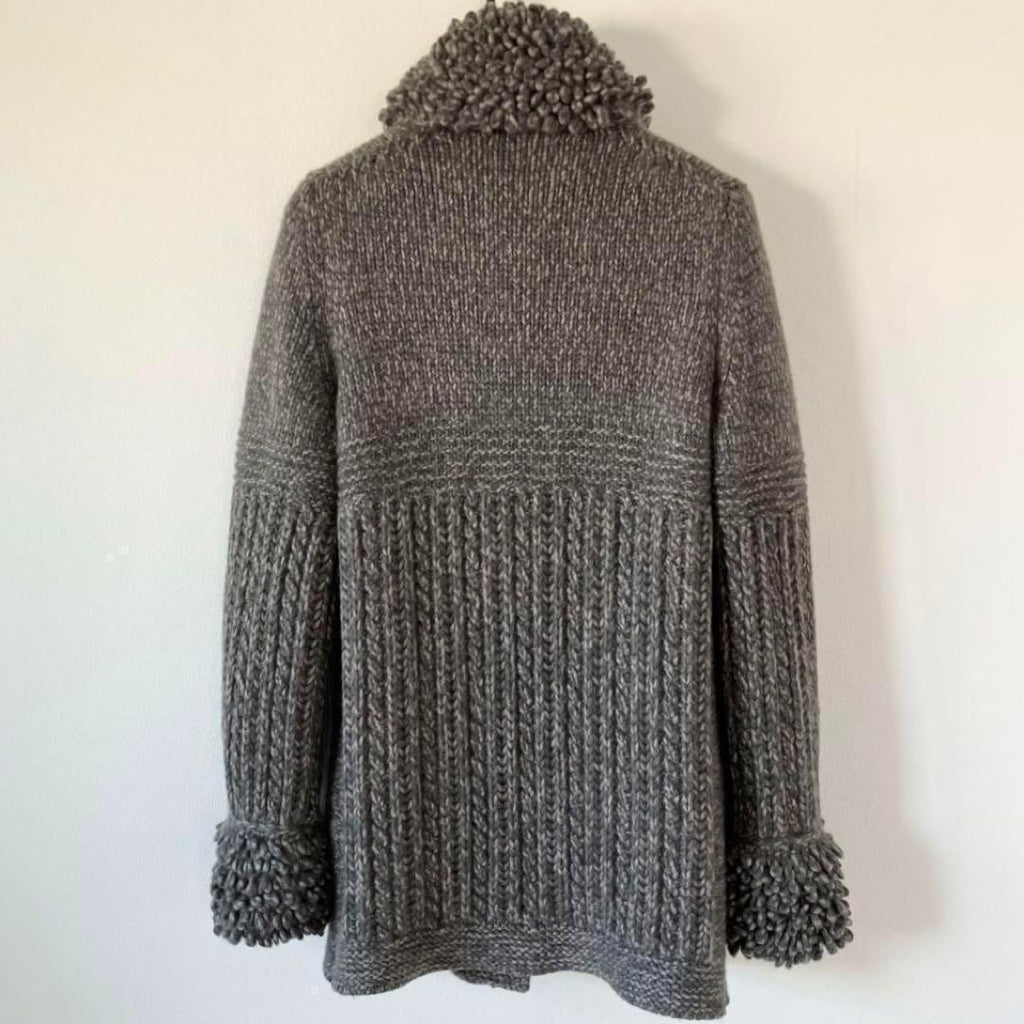 CHANEL 11AW Cashmere Knit Duffle Coat — Grey / Size 34