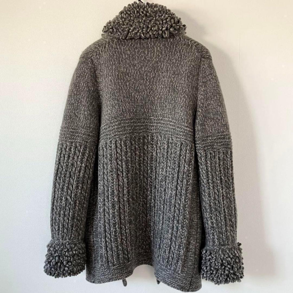 CHANEL 11AW Cashmere Knit Duffle Coat — Grey / Size 34