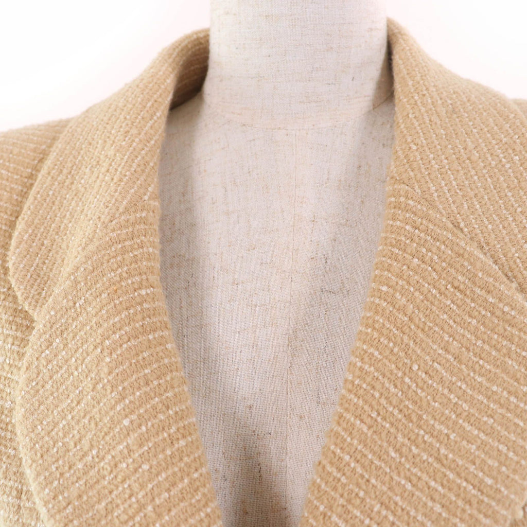 CHANEL 02C Vintage Coco Mark Tweed Jacket & Skirt Setup Beige Size 38