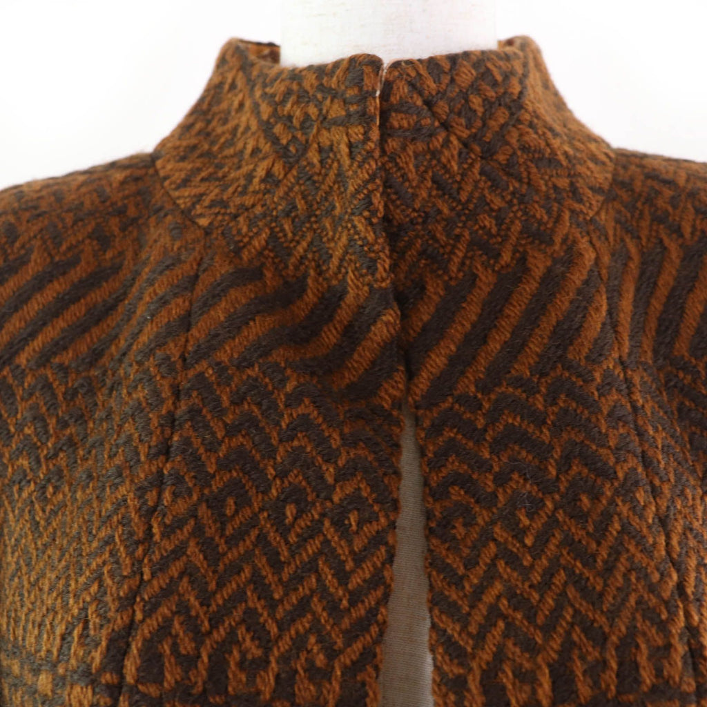 CHANEL 00A Wool Tweed Coco Mark Logo Lining Jacket & Skirt Setup Brown Size 38