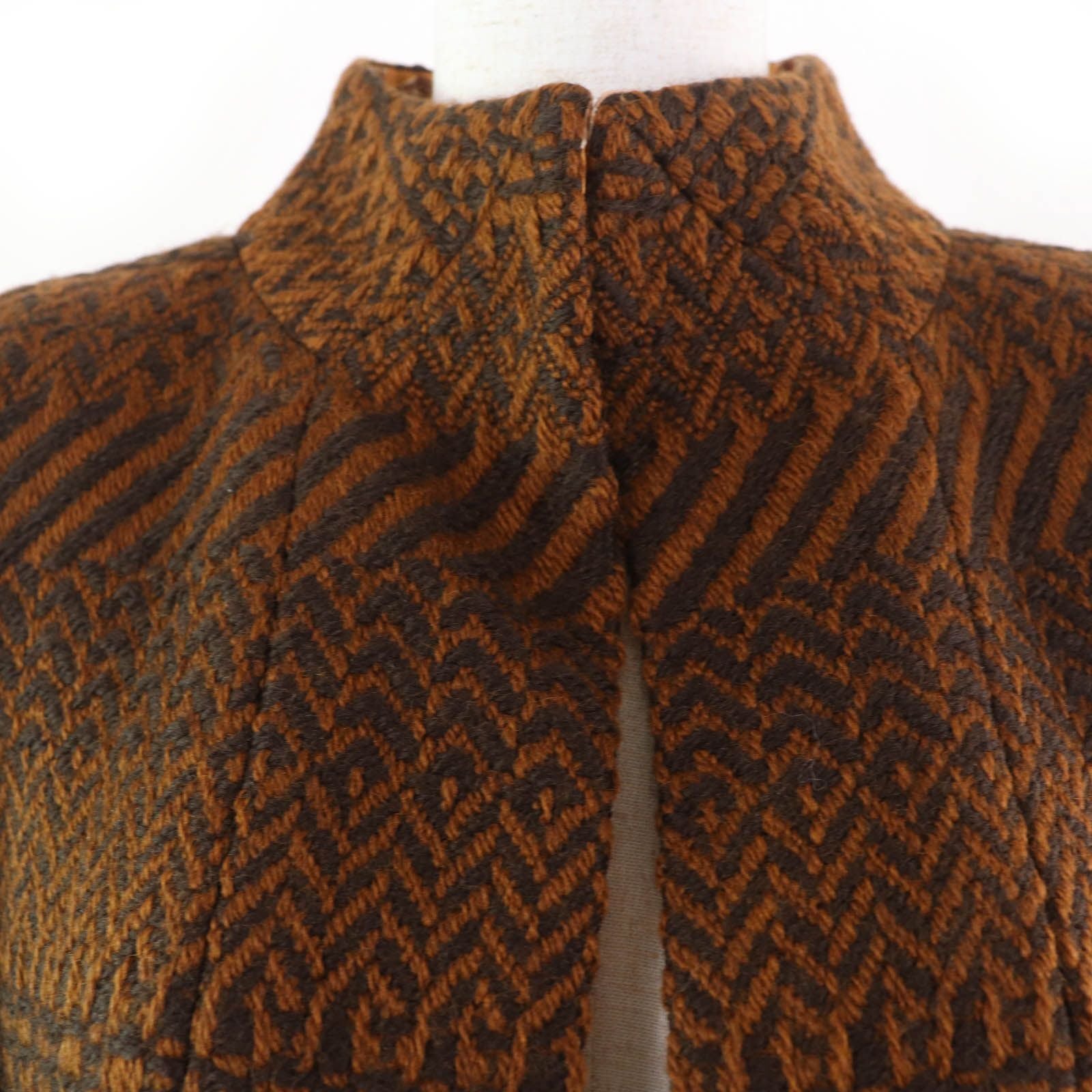 CHANEL 00A Wool Tweed Coco Mark Logo Lining Jacket & Skirt Setup Brown Size 38