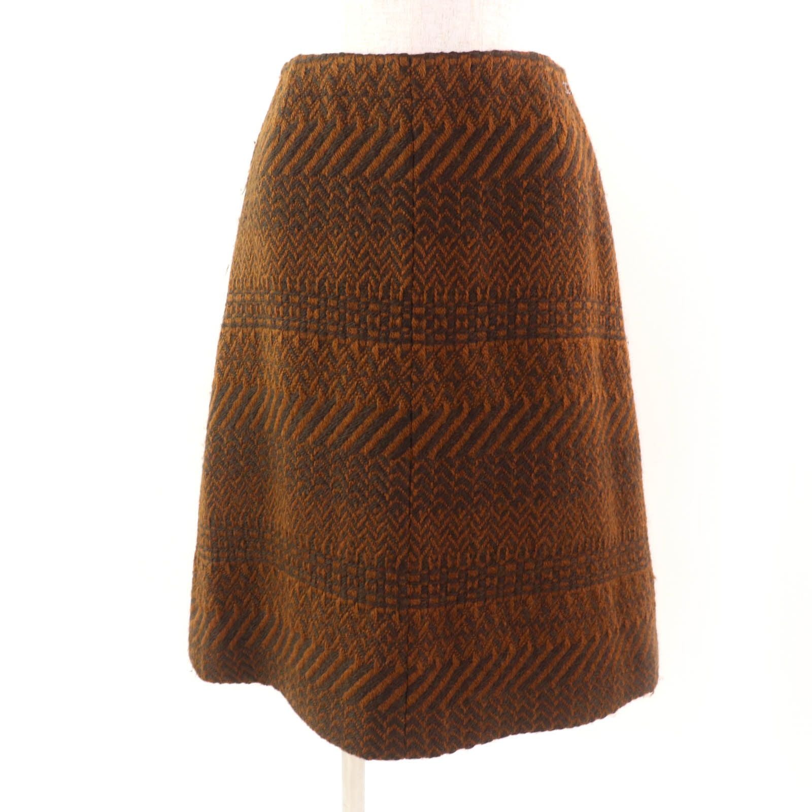 CHANEL 00A Wool Tweed Coco Mark Logo Lining Jacket & Skirt Setup Brown Size 38
