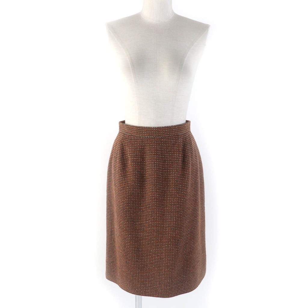 CHANEL 96A Vintage Coco Button Jacket & Skirt Setup Brown Size 38