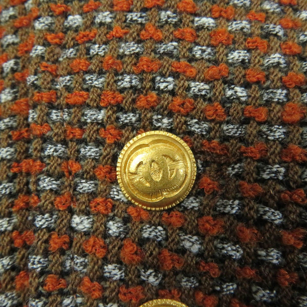 CHANEL 96A Vintage Coco Button Jacket & Skirt Setup Brown Size 38