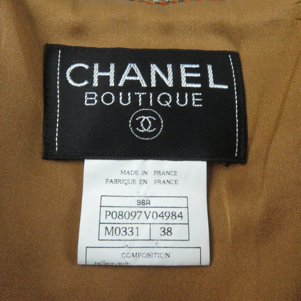 CHANEL 96A Vintage Coco Button Jacket & Skirt Setup Brown Size 38