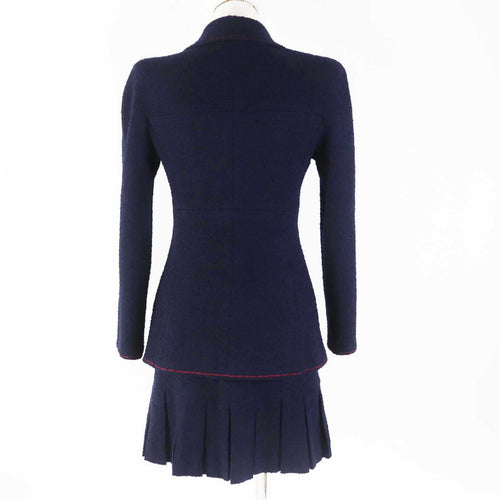 CHANEL 97A Vintage Wool Tweed Setup Navy Size 36