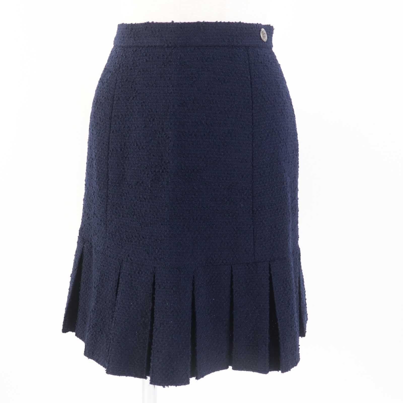 CHANEL 97A Vintage Wool Tweed Setup Navy Size 36