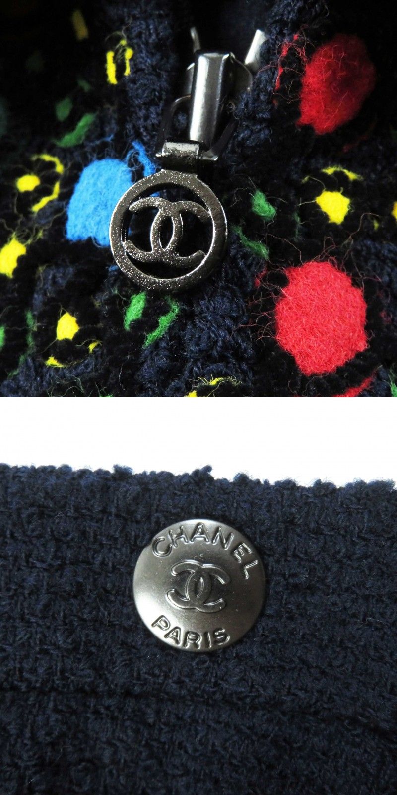 CHANEL 97A Vintage Wool Tweed Setup Navy Size 36