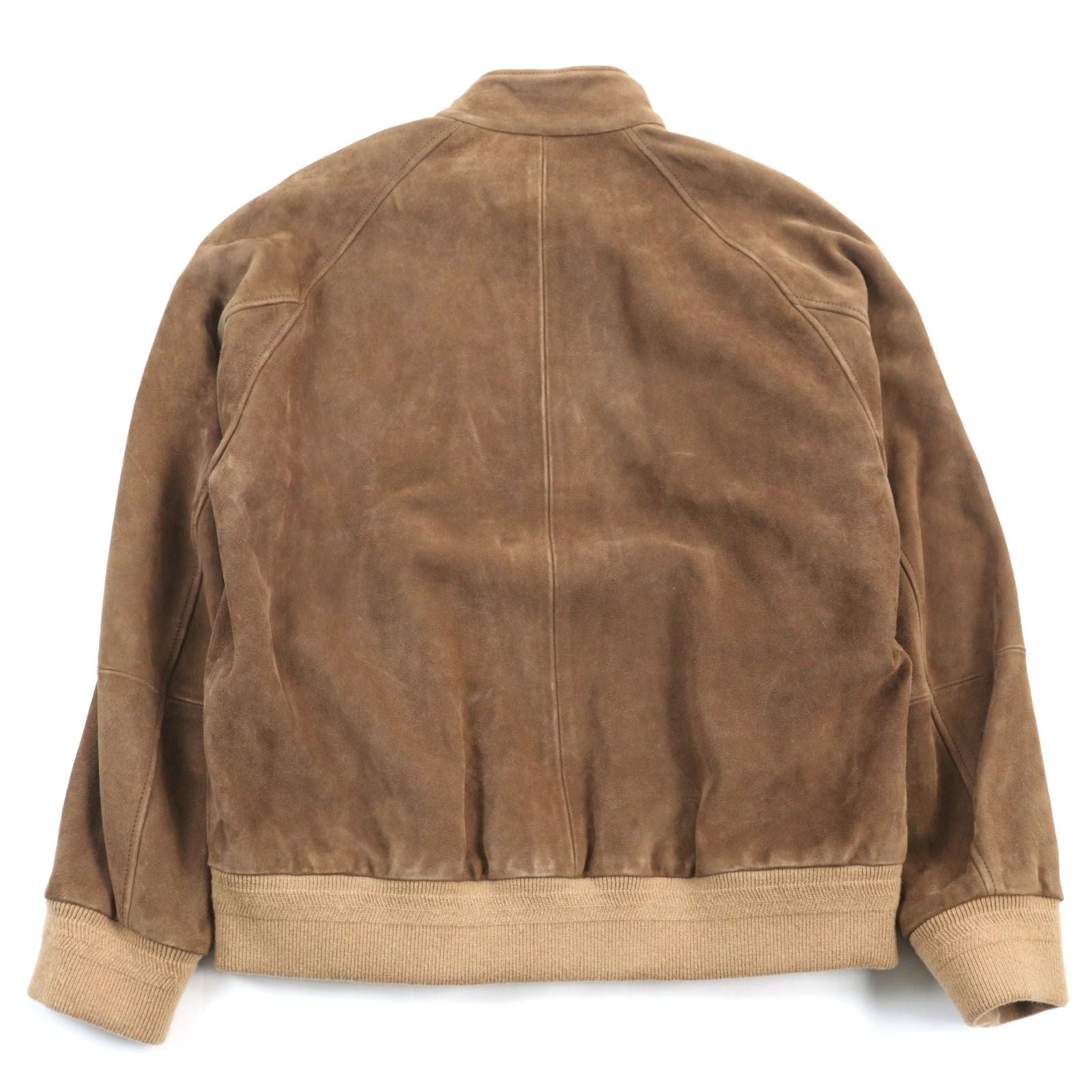 GUCCI Goat Suede Leather Sherry Line Logo Button Harrington Jacket Brown Size 46