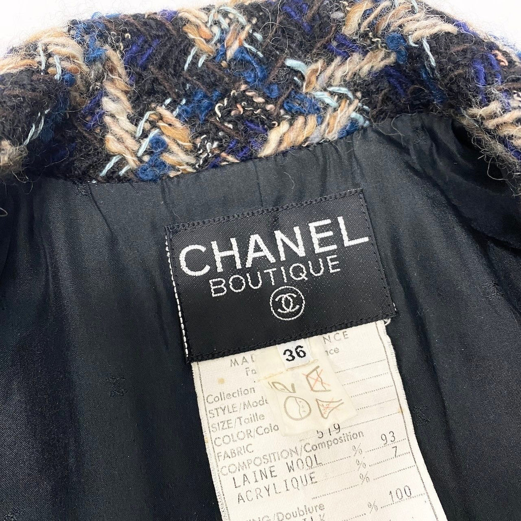CHANEL Vintage 90s Tweed Setup Suit Coco Mark