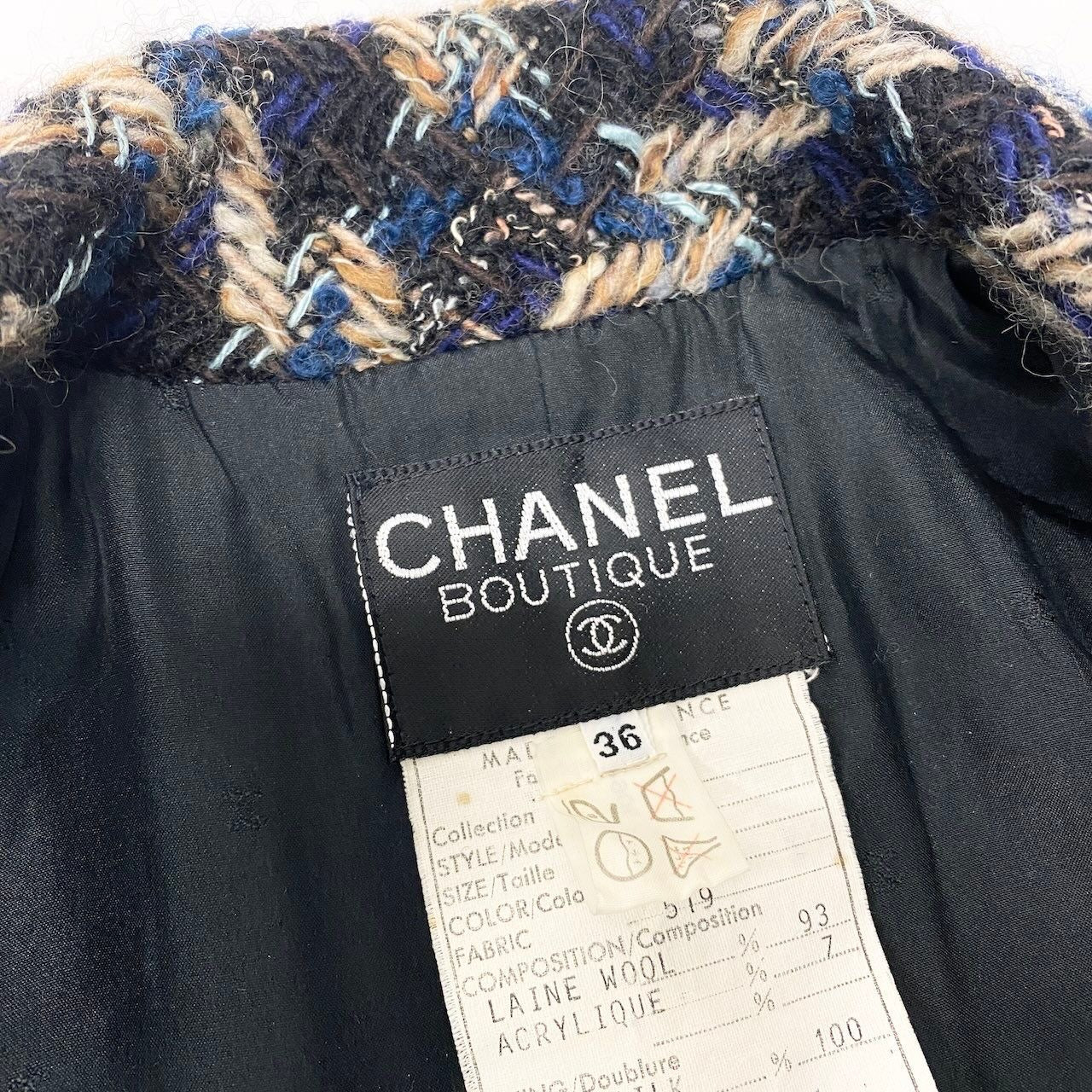 CHANEL Vintage 90s Tweed Setup Suit Coco Mark