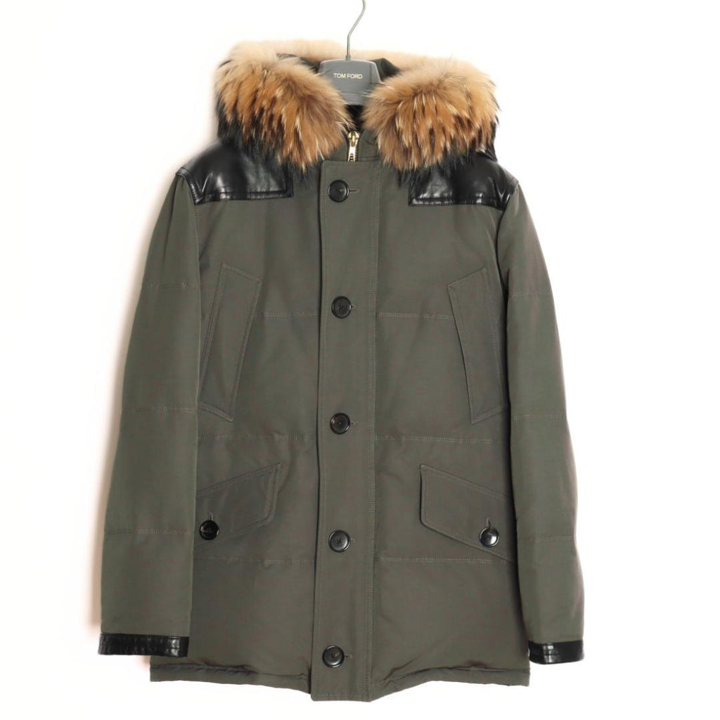 TOM FORD Leather Trim N-3B Down Jacket Size 46