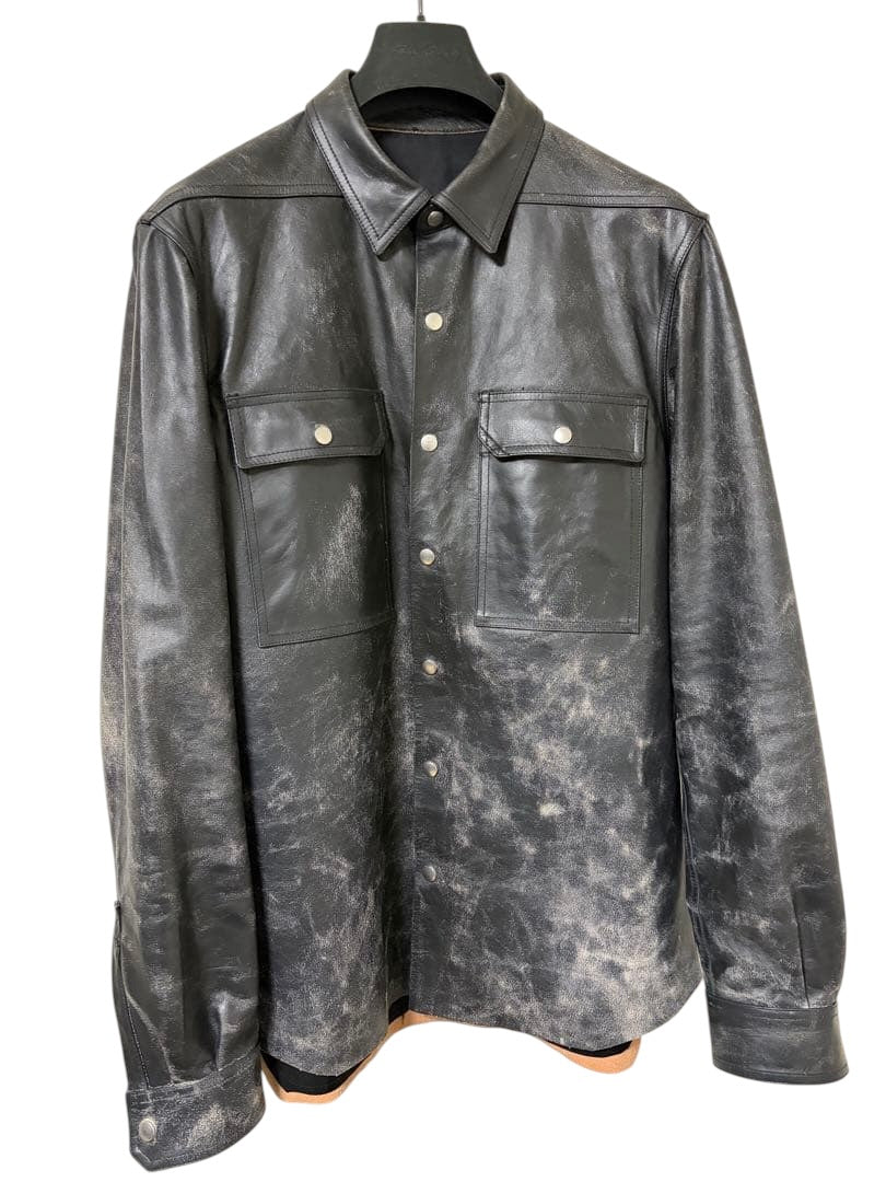 Rick Owens 25SS LTP Calf Leather Tamponato Outer Shirt Black 48