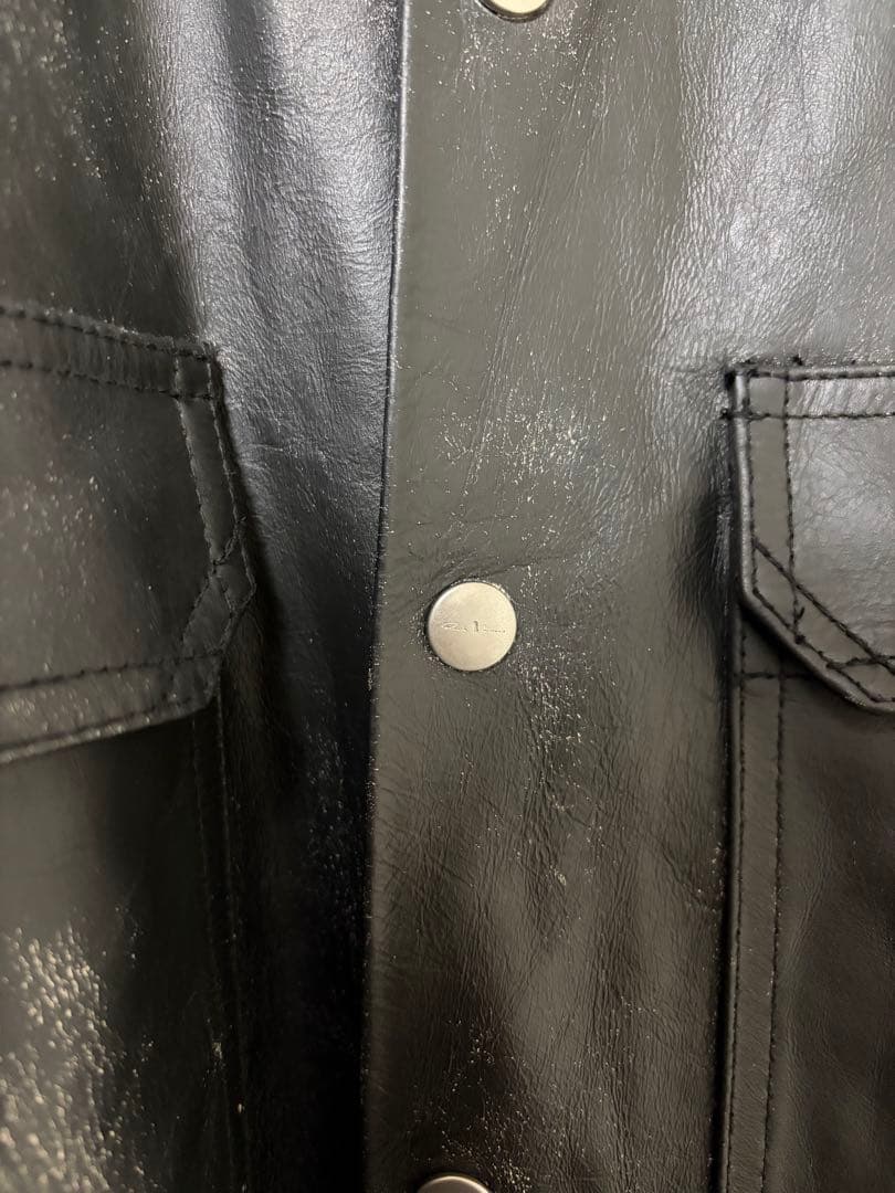 Rick Owens 25SS LTP Calf Leather Tamponato Outer Shirt Black 48
