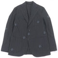 Louis Vuitton 2023 LV Logo Monogram Stripe Single Napolitana Tailored Jacket Charcoal Grey 46