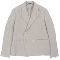 Fendi FJ0748 2023 Linen Logo Button Double-Breasted Blazer Tailored Jacket Beige 46
