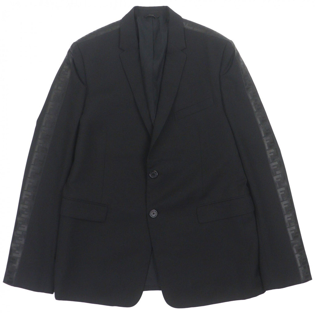 Fendi FJ0576 2020 Wool FF Logo Button Single Tailored Jacket Black 54
