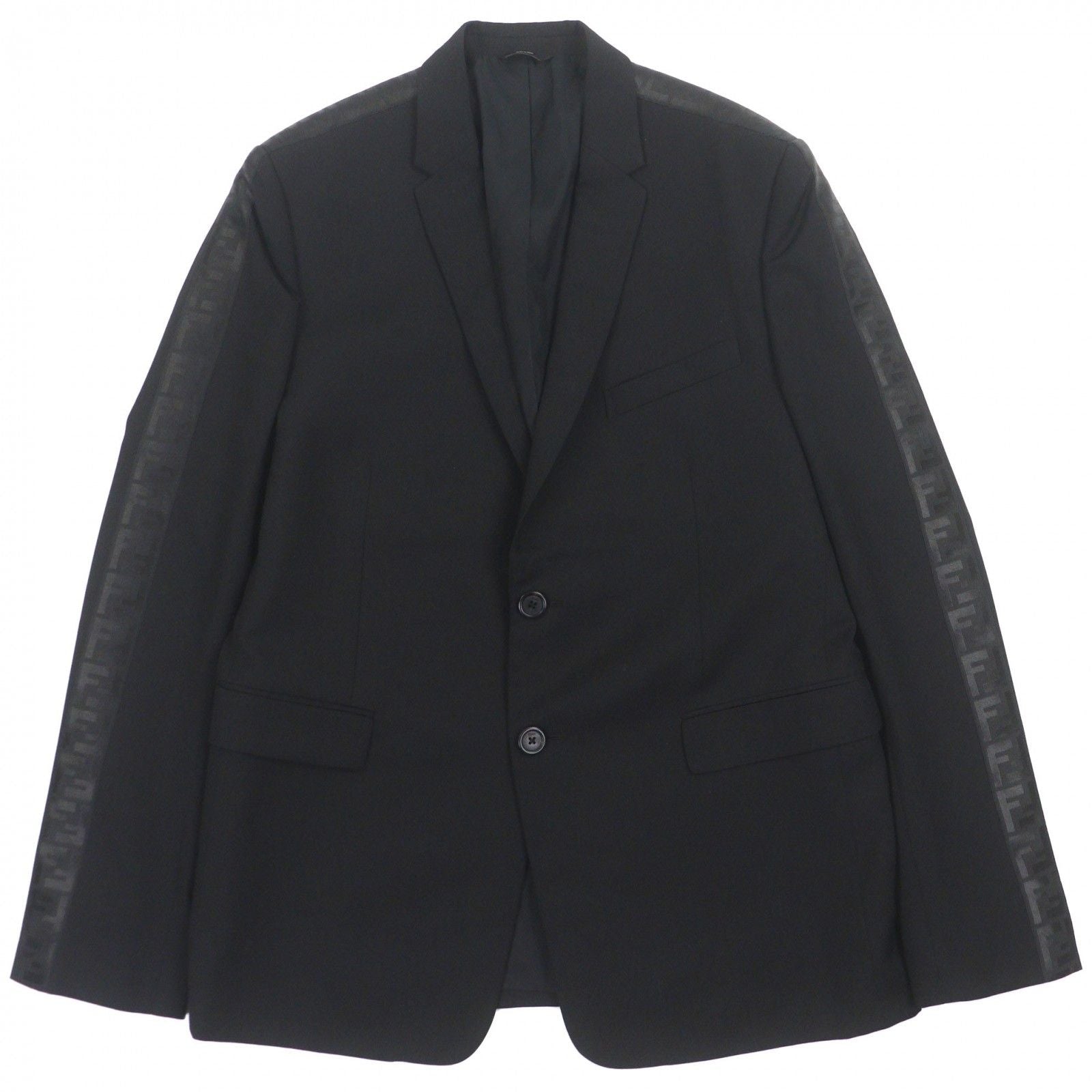 Fendi FJ0576 2020 Wool FF Logo Button Single Tailored Jacket Black 54