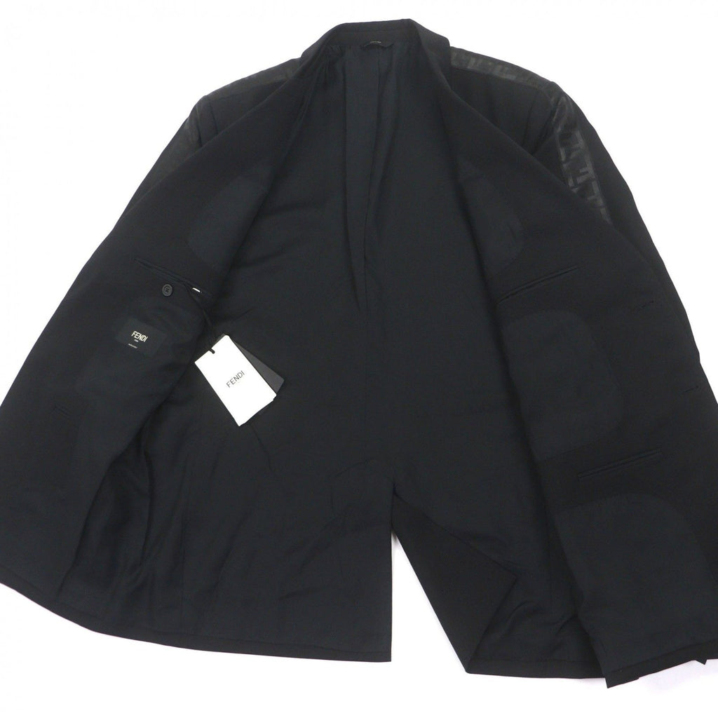 Fendi FJ0576 2020 Wool FF Logo Button Single Tailored Jacket Black 54