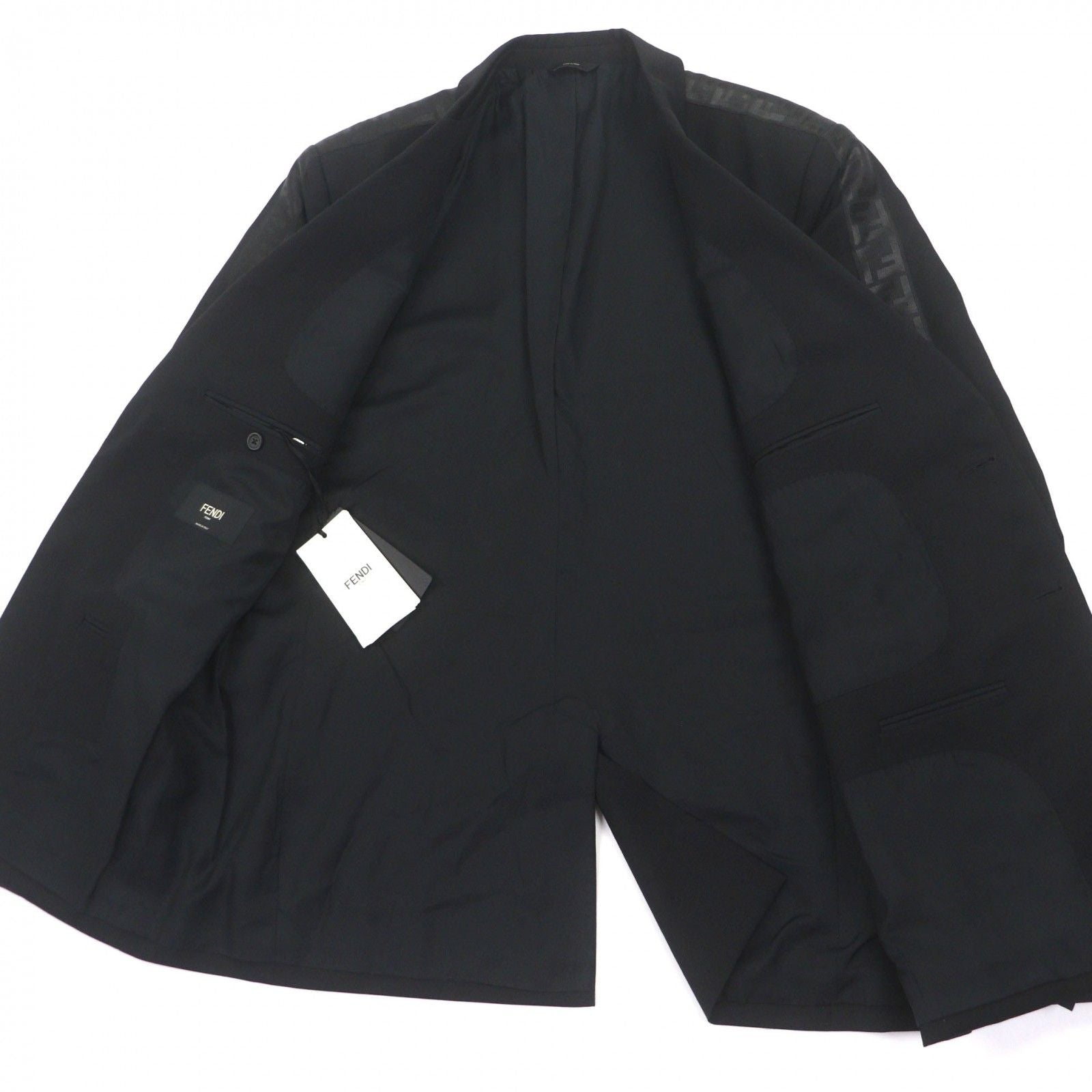 Fendi FJ0576 2020 Wool FF Logo Button Single Tailored Jacket Black 54