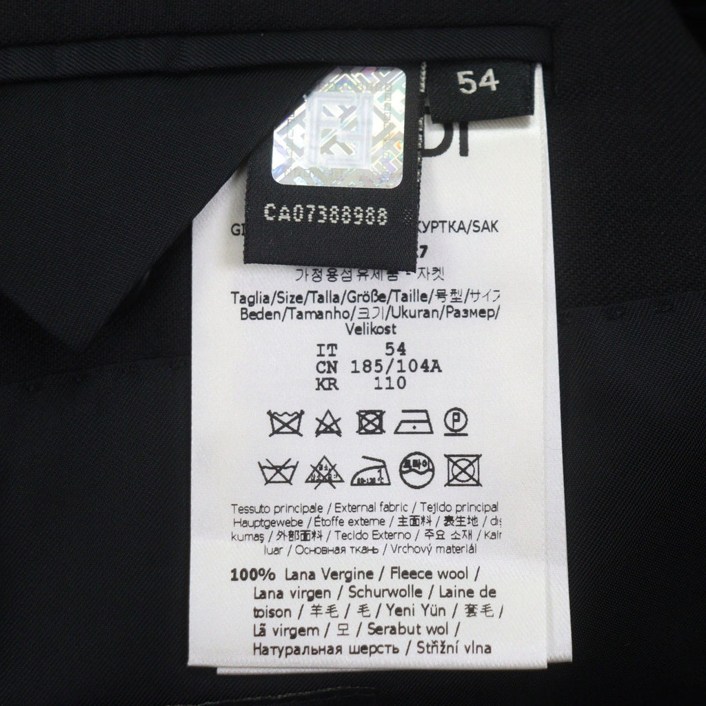 Fendi FJ0576 2020 Wool FF Logo Button Single Tailored Jacket Black 54